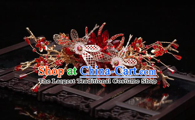 Chinese Ancient Bride Dragonfly Hair Comb Hairpins Traditional Wedding Xiu He Hair Accessories Complete Set for Women