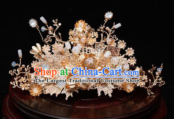 Chinese Ancient Bride Golden Hair Crown Tassel Hairpins Traditional Wedding Xiu He Hair Accessories Complete Set for Women