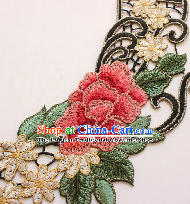 Traditional Chinese National Embroidery Peony Collar Applique Embroidered Patches Embroidering Cloth Accessories