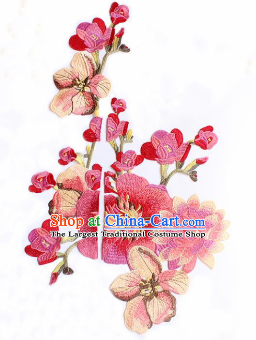 Traditional Chinese National Embroidery Peach Blossom Applique Embroidered Patches Embroidering Cloth Accessories