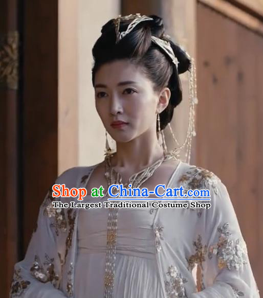 Chinese Ancient Royal Advisor of Hetang Kingdom Gong Yuyi Drama Novoland Eagle Flag Jiang Shuying Replica Costumes and Headpiece for Women