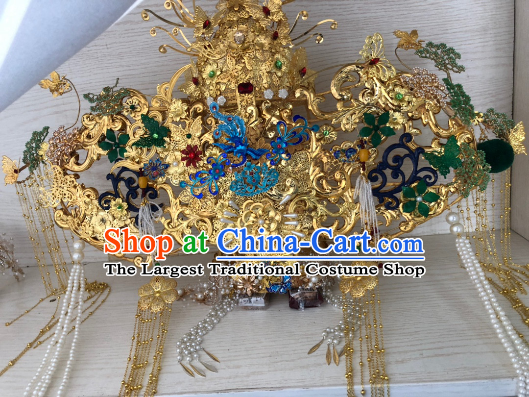 Ancient Palace Royal Princess Crown Chinese Queen Hairstyle Hair Jewelry Hair Pieces Complete Set