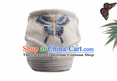 Chinese Handmade Opera Embroidered White Bow Shoes Traditional Hanfu Shoes National Shoes for Women