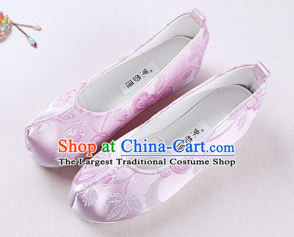 Chinese Handmade Opera Pink Brocade Shoes Traditional Hanfu Shoes National Shoes for Women