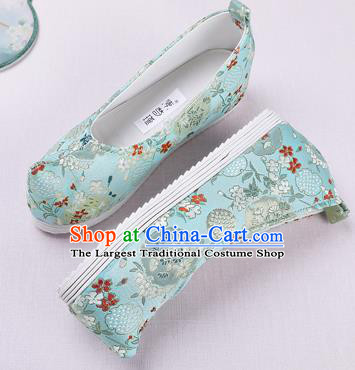 Chinese Handmade Opera Embroidered Green Brocade Bow Shoes Traditional Hanfu Shoes National Shoes for Women