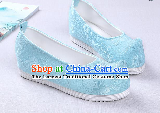Chinese Handmade Blue Opera Shoes Traditional Hanfu Shoes National Shoes for Women
