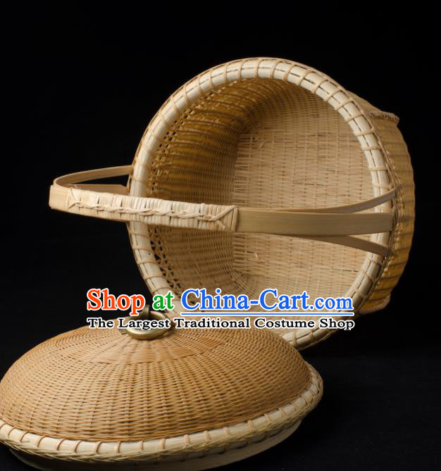 Chinese Handmade Bamboo Weaving Basket Traditional Food Cabas