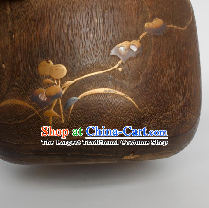 Chinese Handmade Wood Carving Earthen Bowl Traditional Paulownia Craft