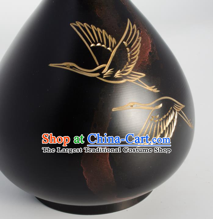 Chinese Handmade Bronze Flower Vase Traditional Black Copper Craft Decoration