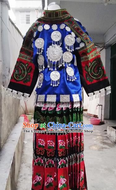 Chinese Traditional Miao Nationality Festival Blouse and Dress Ethnic Folk Dance Costume for Women