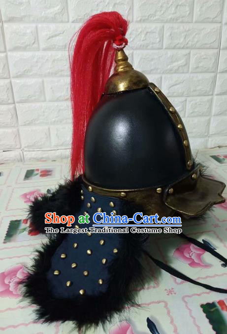 Chinese Handmade Traditional Ming Dynasty Soldier Helmet Ancient General Hat for Men