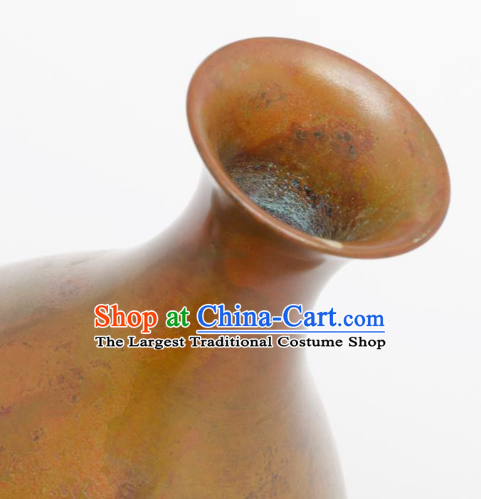 Chinese Handmade Bronze Plum Vase Traditional Red Copper Craft Decoration
