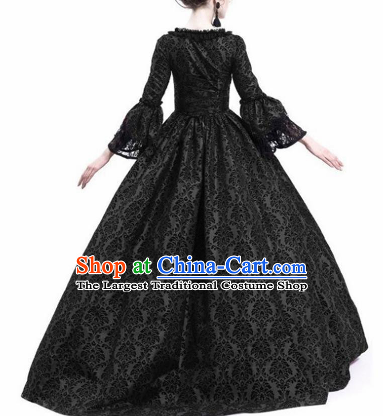 Traditional Europe Middle Ages Countess Black Dress Halloween Cosplay Stage Performance Costume for Women
