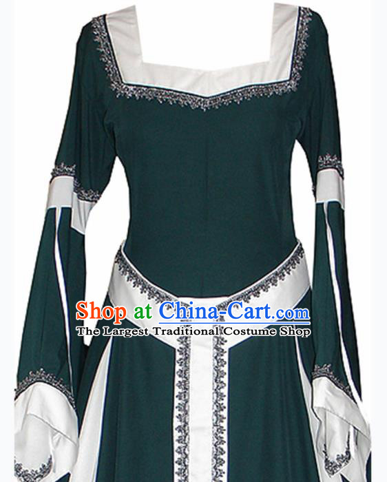 Traditional Europe Middle Ages Renaissance Drama Green Dress Halloween Cosplay Stage Performance Costume for Women
