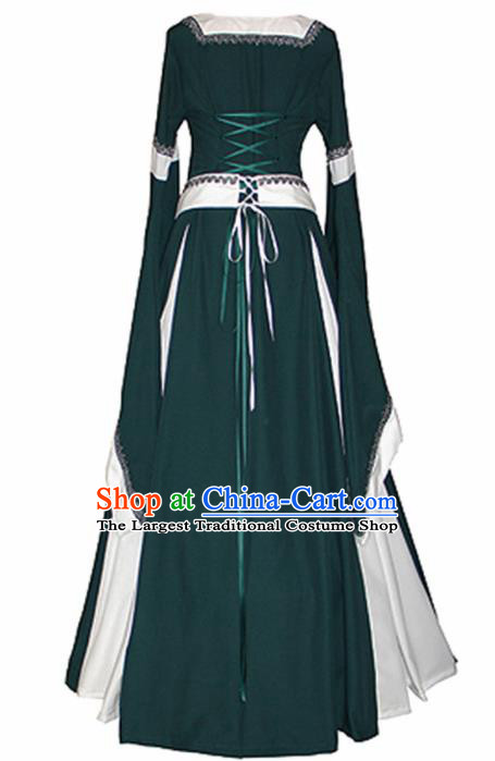 Traditional Europe Middle Ages Renaissance Drama Green Dress Halloween Cosplay Stage Performance Costume for Women