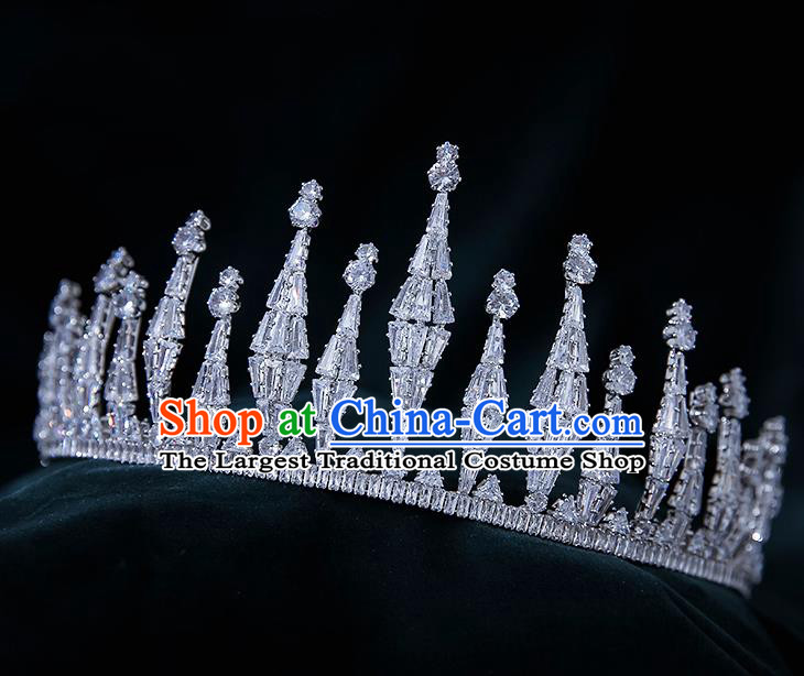 Top Grade Bride Zircon Crystal Royal Crown Wedding Hair Accessories for Women