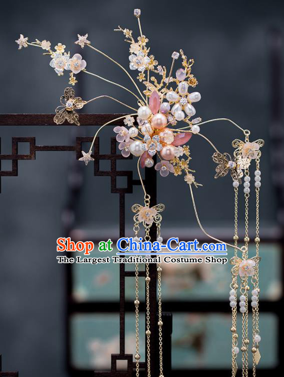 Chinese Traditional Hair Comb Bride Handmade Tassel Hairpins Wedding Hair Accessories Complete Set for Women