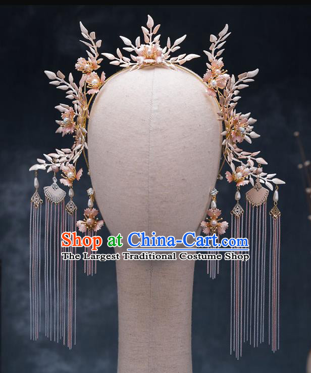 Chinese Traditional Bride Tassel Hair Clasp Handmade Hairpins Wedding Hair Accessories Complete Set for Women