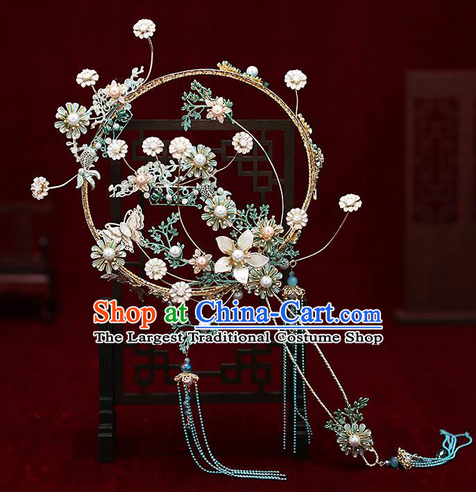 Chinese Traditional Wedding Prop Palace Fans Ancient Bride Round Fan for Men