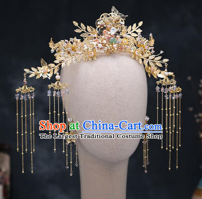 Top Chinese Traditional Wedding Bride Handmade Hairpins Hair Accessories Complete Set