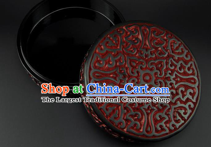 Traditional Chinese Handmade Lacquerware Carving Circular Box Craft