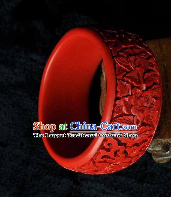 Traditional Chinese Handmade Bracelet Lacquerware Carving Bangle Craft