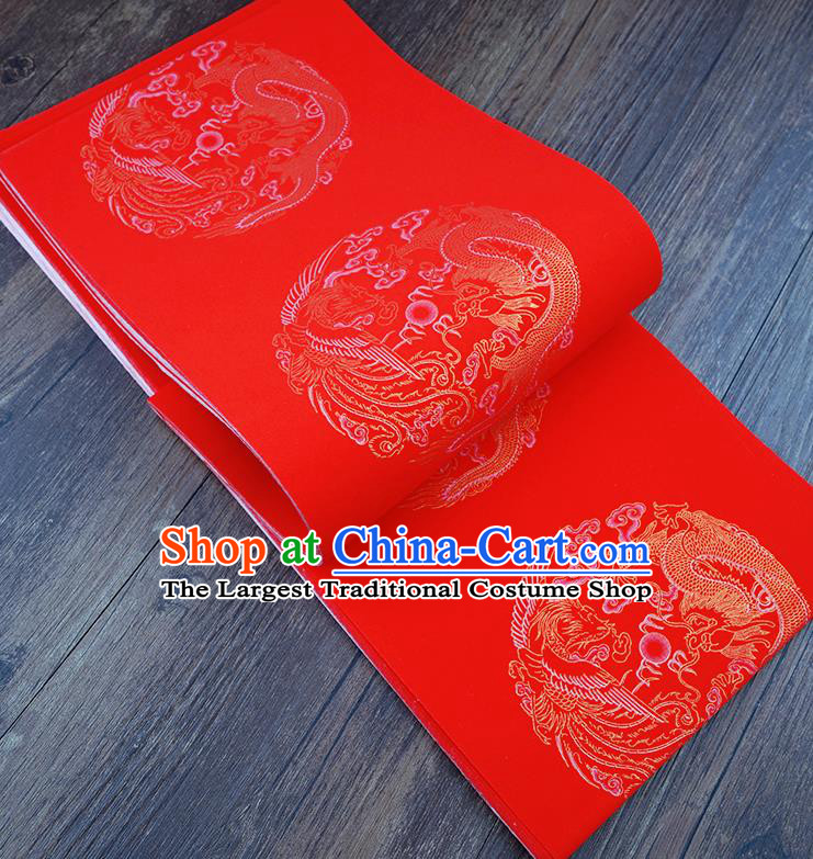 Traditional Chinese Spring Festival Couplet Paper Handmade Dragon Phoenix Pattern Red Scroll Paper Craft