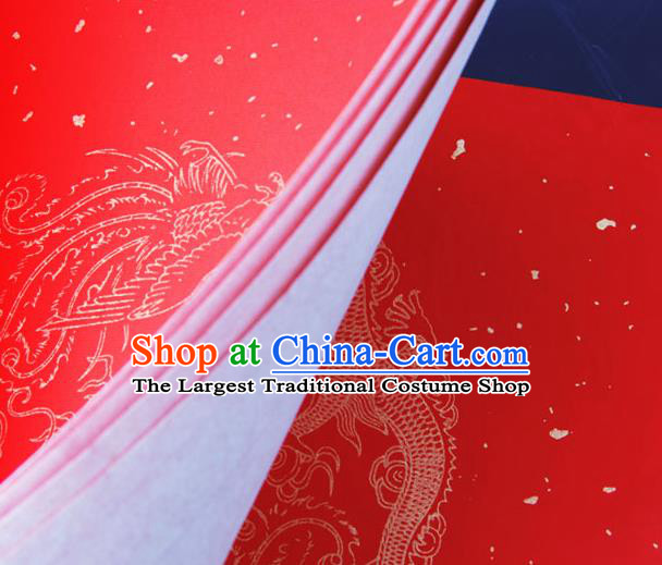 Traditional Chinese Classical Cloud Pattern Red Batik Scroll Paper Handmade Calligraphy Couplet Xuan Paper Craft