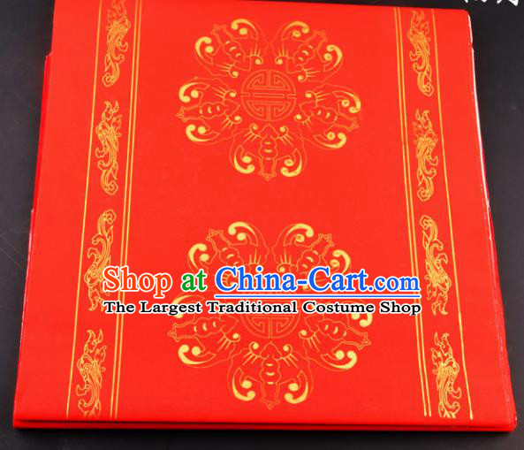 Traditional Chinese Classical Lucky Pattern Red Batik Scroll Paper Handmade Calligraphy Couplet Xuan Paper Craft