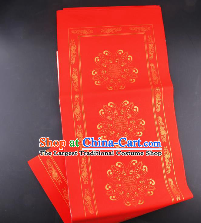 Traditional Chinese Classical Lucky Pattern Red Batik Scroll Paper Handmade Calligraphy Couplet Xuan Paper Craft