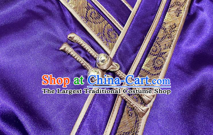 Traditional Chinese Ethnic Woman Purple Blouse Apparels Mongol Minority Upper Outer Garment Mongolian Nationality Informal Costume