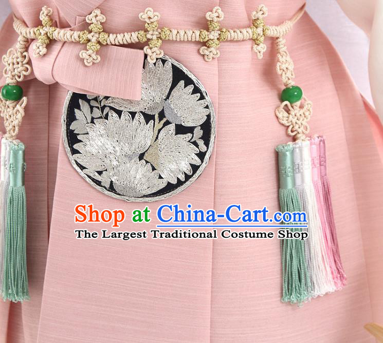 Asian Korea Children Birthday Fashion Korean Traditional Embroidered Pink Shirt and Pants Apparels Hanbok Costumes for Kids