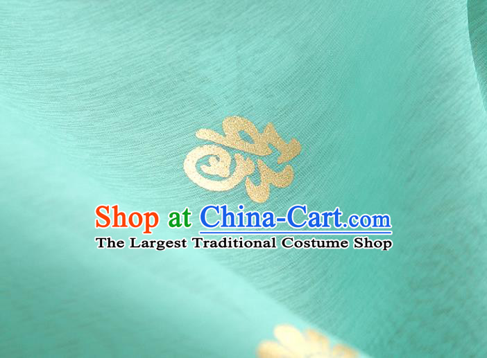 Asian Korea Traditional Longevity Chrysanthemum Pattern Green Silk Fabric Korean Fashion Material