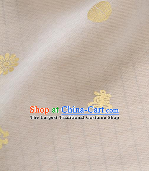 Asian Korea Traditional Longevity Chrysanthemum Pattern White Silk Fabric Korean Fashion Hanbok Material