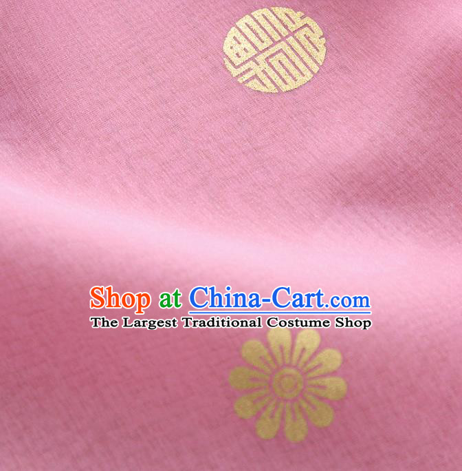 Asian Korea Traditional Longevity Chrysanthemum Pattern Light Pink Silk Fabric Korean Fashion Hanbok Material
