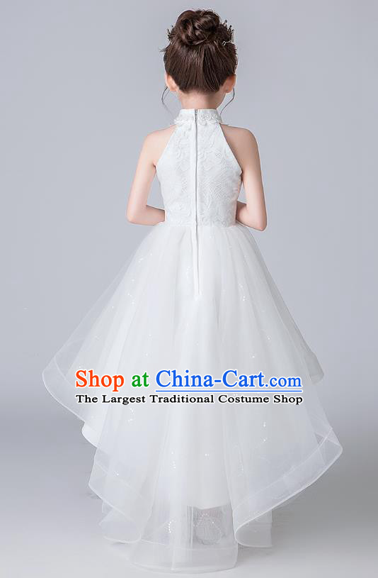 Professional Stage Show White Bubble Dress Girls Birthday Costume Children Top Grade Compere Veil Trailing Full Dress