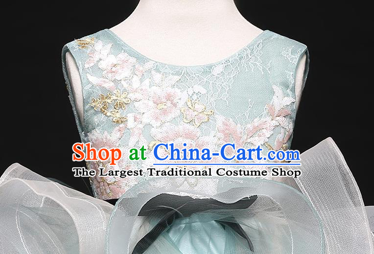 Top Grade Catwalks Green Short Full Dress Children Birthday Costume Stage Show Girls Compere Bubble Dress