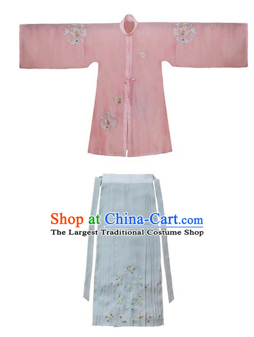 Chinese Ancient Princess Costumes Traditional Hanfu Dress Jin Dynasty Palace Lady Apparels Pink Blouse and Skirt Full Set