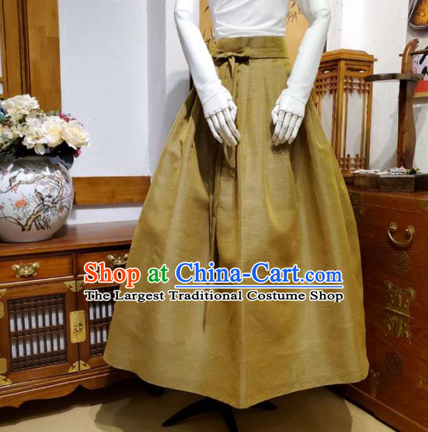 Korean Traditional Dance Blouse and Olive Green Skirt Asian Korea National Fashion Costumes Women Hanbok Apparels