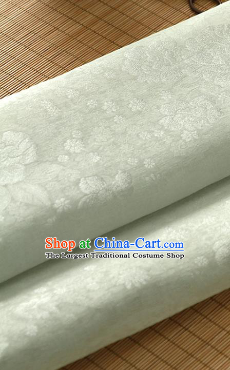 Asian Korea Classical Peony Flowers Pattern Gray Silk Fabric Korean Fashion Drapery Traditional Hanbok Material
