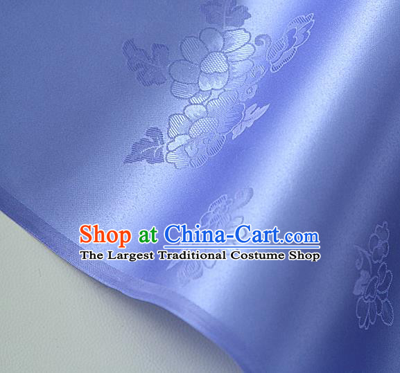 Traditional Korean Classical Roses Pattern Violet Satin Drapery Hanbok Material Asian Korea Fashion Silk Fabric