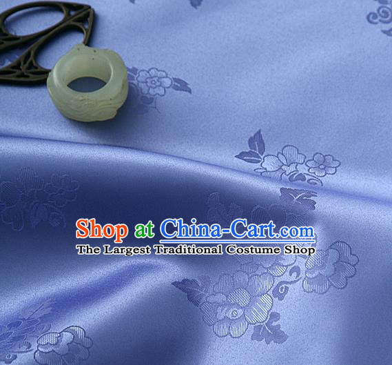 Traditional Korean Classical Roses Pattern Violet Satin Drapery Hanbok Material Asian Korea Fashion Silk Fabric