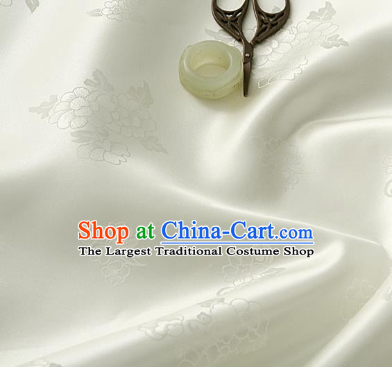 Traditional Korean Classical Roses Pattern Beige Satin Drapery Hanbok Material Asian Korea Fashion Silk Fabric