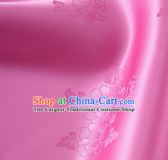 Traditional Korean Classical Roses Pattern Rosy Satin Drapery Hanbok Material Asian Korea Fashion Silk Fabric