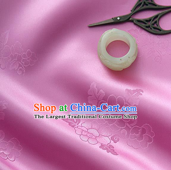 Traditional Korean Classical Roses Pattern Dusty Pink Satin Drapery Hanbok Material Asian Korea Fashion Silk Fabric