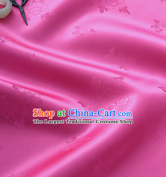 Traditional Korean Classical Roses Pattern Carmine Satin Drapery Hanbok Material Asian Korea Fashion Silk Fabric