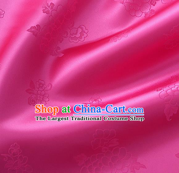 Traditional Korean Classical Roses Pattern Magenta Satin Drapery Hanbok Material Asian Korea Fashion Silk Fabric