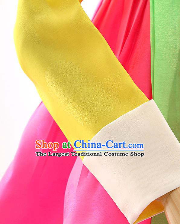 Korean Traditional Wedding Yellow Blouse and Rosy Dress Korea Fashion Bride Costumes Hanbok Apparels for Women