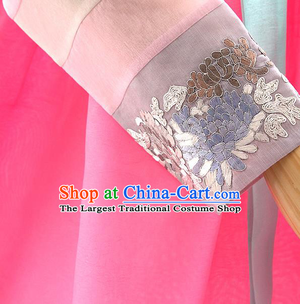 Korean Traditional Wedding Grey Lace Blouse and Rosy Dress Korea Fashion Bride Costumes Hanbok Apparels for Women