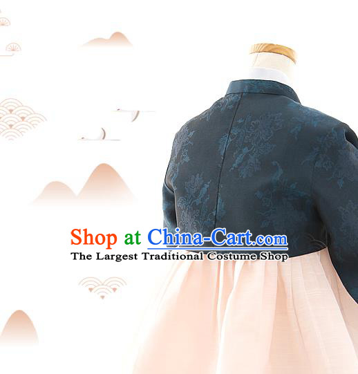 Korean Bride Mother Dark Green Blouse and Dress Korea Fashion Costumes Traditional Hanbok Festival Apparels for Women